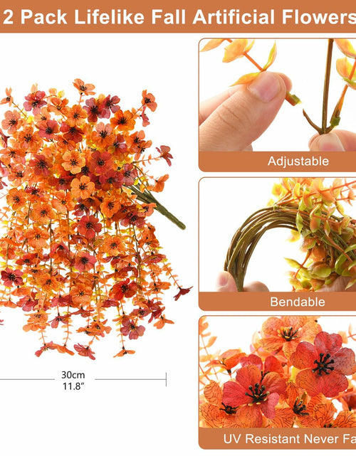 Load image into Gallery viewer, ZFProcess Artificial Fall Daisy Mums Silk Flowers 2PCS Fall Orange UV Resistant
