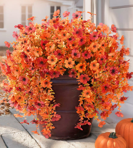 ZFProcess Artificial Fall Daisy Mums Silk Flowers 2PCS Fall Orange UV Resistant