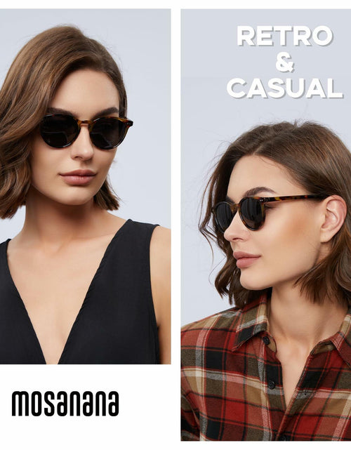 Load image into Gallery viewer, mosanana Polarized Round Sunglasses Small Tortoise Grey Casual Women MS52361
