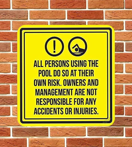Eletina Street Sign Liability Swimming Pool Warning Aluminum Metal 8x8 Inch