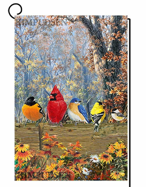 Load image into Gallery viewer, KIMPUDSEN Cardinal Birds Fall Garden Flag 12x18 Inch Double Sided Autumn
