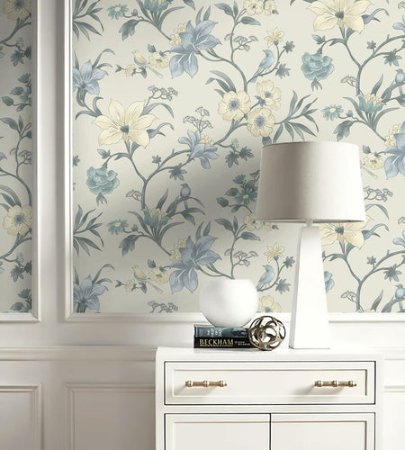 Hopepak Green Floral Peel and Stick Wallpaper 16.1x394 inch Vinyl Modern