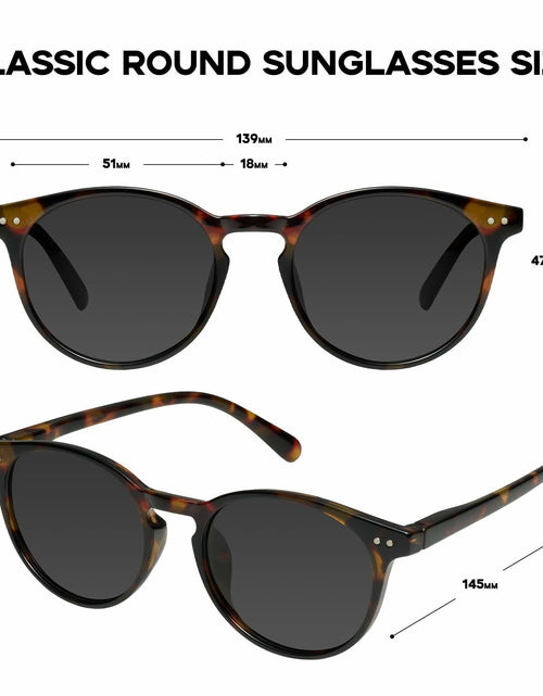 Load image into Gallery viewer, mosanana Polarized Round Sunglasses Small Tortoise Grey Casual Women MS52361
