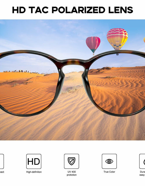 Load image into Gallery viewer, mosanana Polarized Round Sunglasses Small Tortoise Grey Casual Women MS52361
