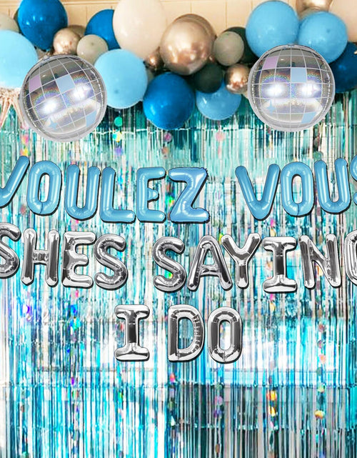 Load image into Gallery viewer, JeVenis Dancing Queen Balloons Banner Bachelorette Party Silver Blue 3
