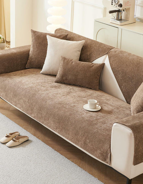 Load image into Gallery viewer, tianxinbaobei Plush Non-Slip Chenille Sofa Cover Light Gray 36x36 Armchair
