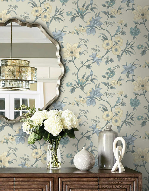Load image into Gallery viewer, Hopepak Green Floral Peel and Stick Wallpaper 16.1x394 inch Vinyl Modern

