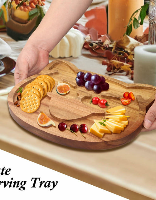 Load image into Gallery viewer, Renawe Decorative Acacia Wood Cheese Plate Serving Tray Large Solid Wood
