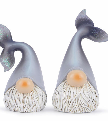 Hodao 2 Set Summer Ocean Gnome Resin Figurines Mermaid Grey Scandinavian