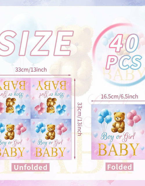 Load image into Gallery viewer, Litmitfu Baby Gender Reveal Napkins 3-Ply Bear Pink Blue 40 Pcs
