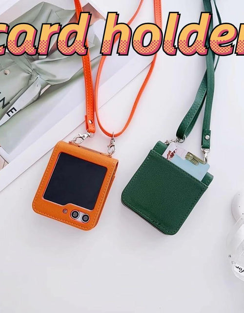 Load image into Gallery viewer, Duboby Samsung Galaxy Z Flip 6 Case Card Holder Lanyard Hinge Protection Orange
