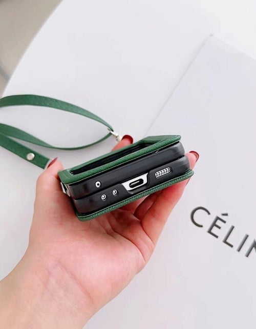 Load image into Gallery viewer, Duboby Samsung Galaxy Z Flip 6 Case Card Holder Lanyard Hinge Protection Orange
