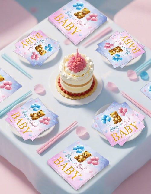 Load image into Gallery viewer, Litmitfu Baby Gender Reveal Napkins 3-Ply Bear Pink Blue 40 Pcs
