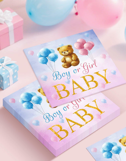 Load image into Gallery viewer, Litmitfu Baby Gender Reveal Napkins 3-Ply Bear Pink Blue 40 Pcs
