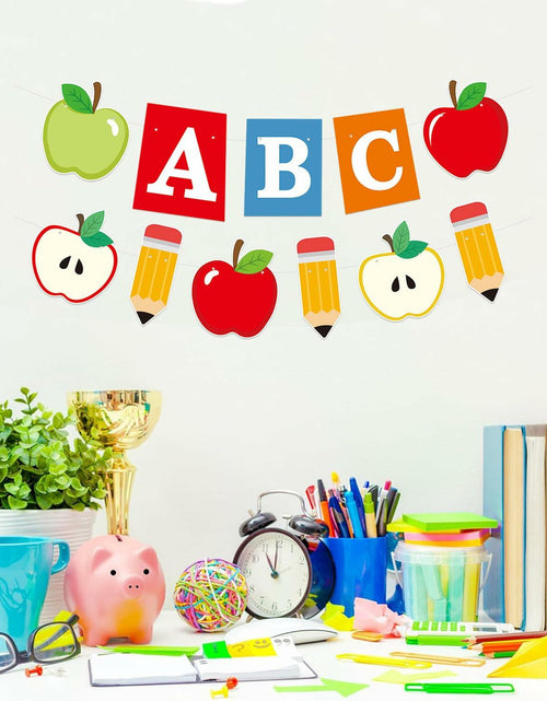 Load image into Gallery viewer, HYELNHUA ABC Apple Alphabet Party Banner Red Pink Back to School Decor
