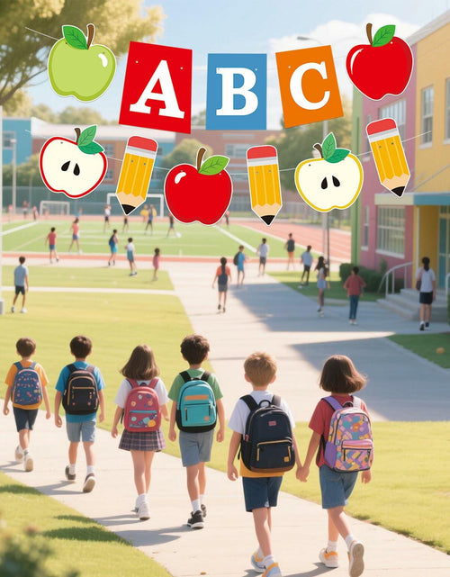 Load image into Gallery viewer, HYELNHUA ABC Apple Alphabet Party Banner Red Pink Back to School Decor
