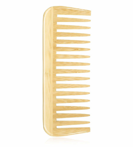 Alrhso Bamboo Wide Tooth Comb for Curls Beard Hair No Handle Detangler