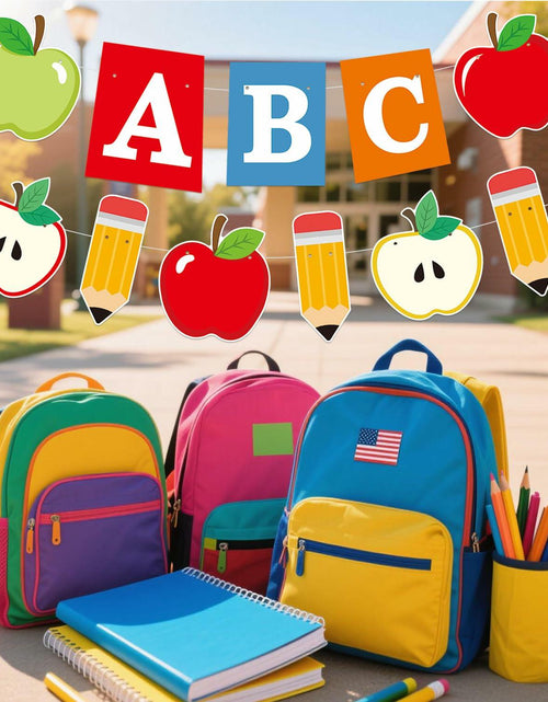 Load image into Gallery viewer, HYELNHUA ABC Apple Alphabet Party Banner Red Pink Back to School Decor
