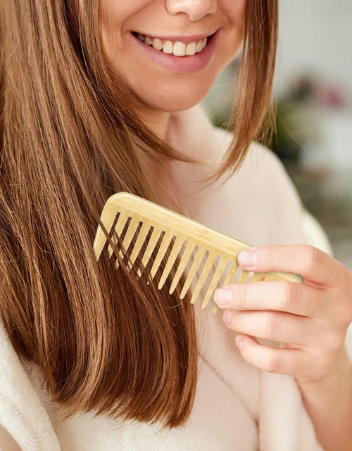 Load image into Gallery viewer, Alrhso Bamboo Wide Tooth Comb for Curls Beard Hair No Handle Detangler
