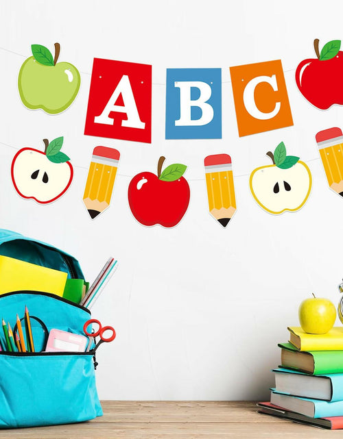 Load image into Gallery viewer, HYELNHUA ABC Apple Alphabet Party Banner Red Pink Back to School Decor
