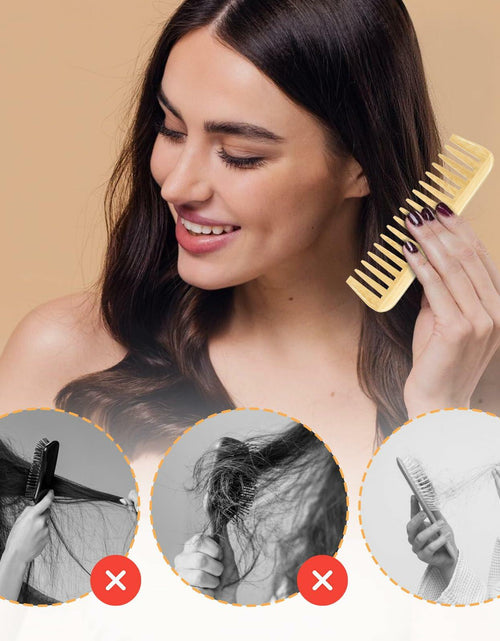 Load image into Gallery viewer, Alrhso Bamboo Wide Tooth Comb for Curls Beard Hair No Handle Detangler

