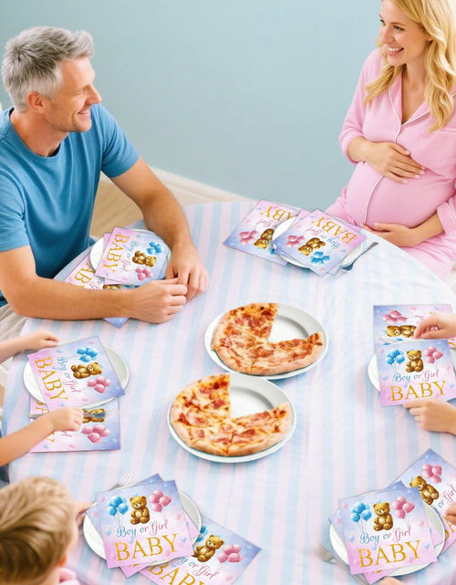 Load image into Gallery viewer, Litmitfu Baby Gender Reveal Napkins 3-Ply Bear Pink Blue 40 Pcs
