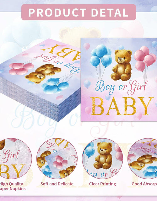 Load image into Gallery viewer, Litmitfu Baby Gender Reveal Napkins 3-Ply Bear Pink Blue 40 Pcs
