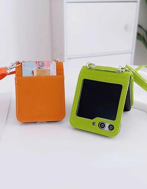 Load image into Gallery viewer, Duboby Samsung Galaxy Z Flip 6 Case Card Holder Lanyard Hinge Protection Orange
