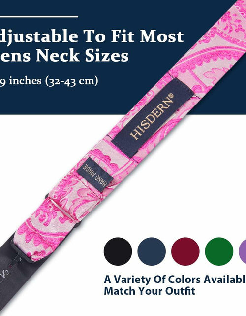 Load image into Gallery viewer, HISDERN Pink Floral Paisley Polyester Bow Tie &amp; Pocket Square Set Size One Size

