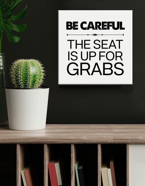 Load image into Gallery viewer, Heijie Humorous Bathroom Canvas Wall Art Framed Print 8x8 Inch Wood Modern
