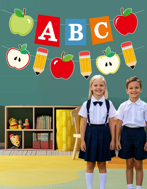 Load image into Gallery viewer, HYELNHUA ABC Apple Alphabet Party Banner Red Pink Back to School Decor
