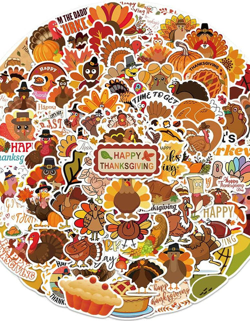 Load image into Gallery viewer, QQUK Thanksgiving Pumpkin Stickers Pack 100 Pcs Waterproof Brown Fall Decals
