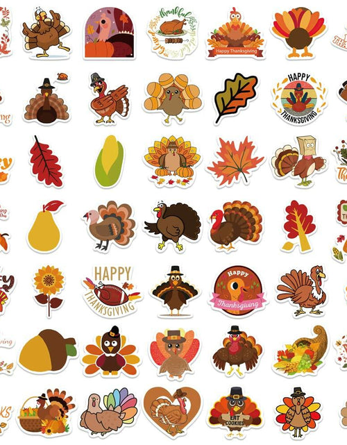 Load image into Gallery viewer, QQUK Thanksgiving Pumpkin Stickers Pack 100 Pcs Waterproof Brown Fall Decals
