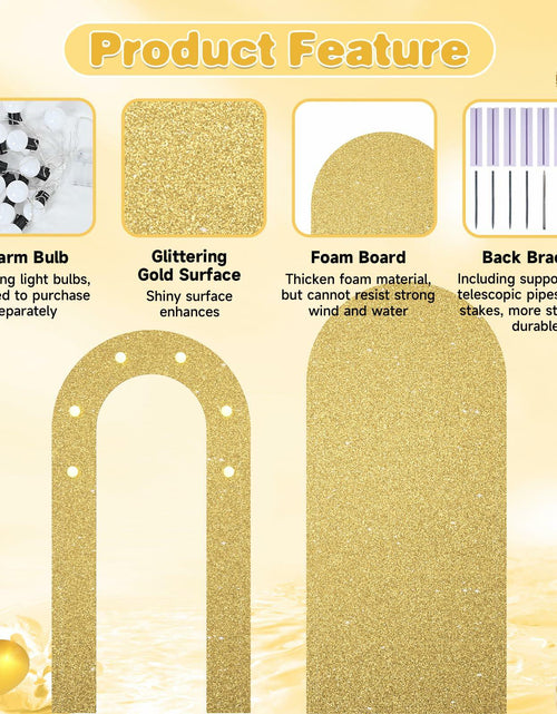 Load image into Gallery viewer, Paready Outdoor Gold Arch Backdrop Stands Pack of 2 Shiny Tropical Frame
