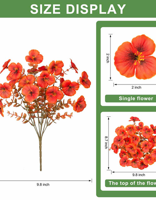 Load image into Gallery viewer, INQCMY Artificial Fall Flowers 12 Bundles Faux Pansies Orange UV Resistant
