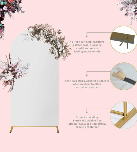 Yupend Wedding Arch Frame Metal Backdrop Stand 7.2FT Gold Balloon Arch