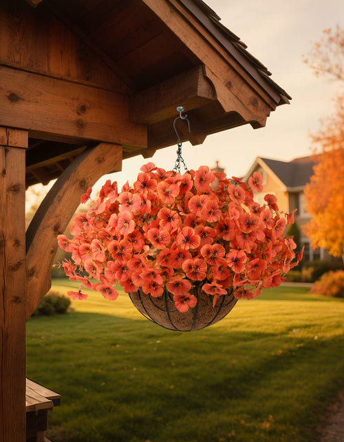 Load image into Gallery viewer, INQCMY Artificial Fall Flowers 12 Bundles Faux Pansies Orange UV Resistant
