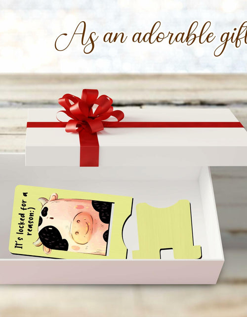 Load image into Gallery viewer, Nuckxy Cute Cow Wooden Phone Stand Organizer Multi Color 15"
