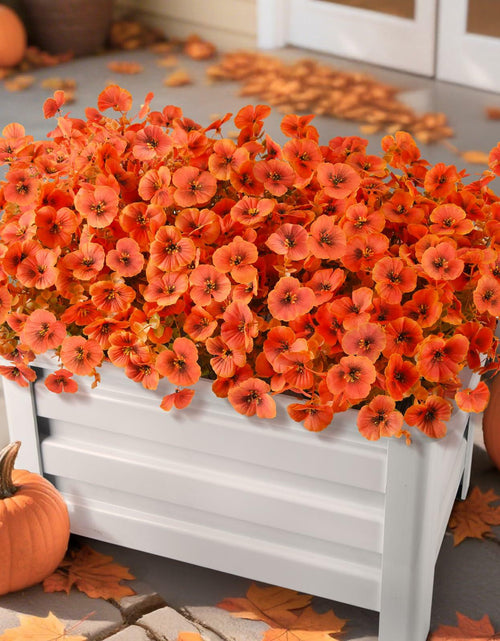 Load image into Gallery viewer, INQCMY Artificial Fall Flowers 12 Bundles Faux Pansies Orange UV Resistant
