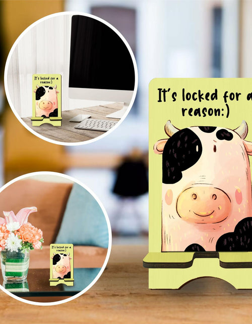 Load image into Gallery viewer, Nuckxy Cute Cow Wooden Phone Stand Organizer Multi Color 15"
