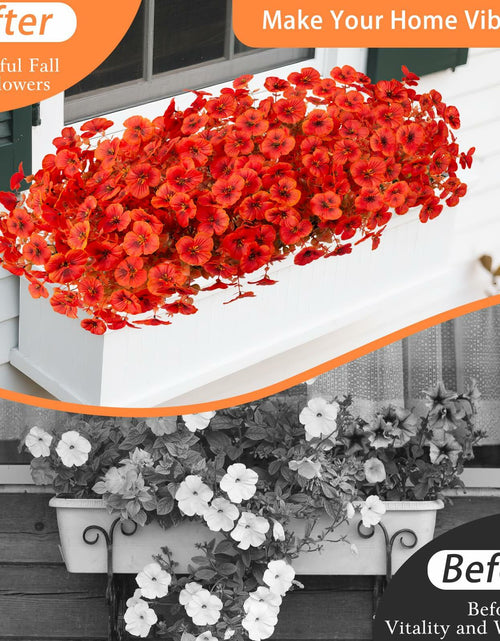 Load image into Gallery viewer, INQCMY Artificial Fall Flowers 12 Bundles Faux Pansies Orange UV Resistant
