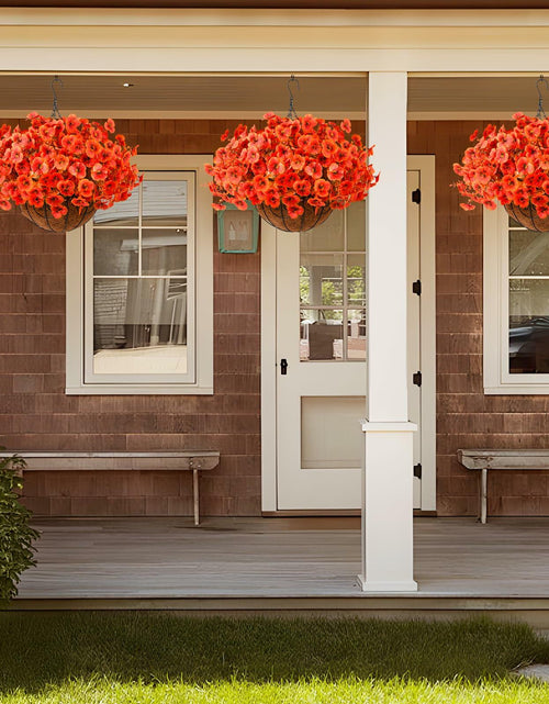 Load image into Gallery viewer, INQCMY Artificial Fall Flowers 12 Bundles Faux Pansies Orange UV Resistant
