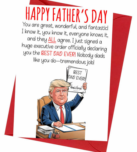 HOMEVAGE Fathers Day Card Funny Quote Folded 5x7in Red Envelope