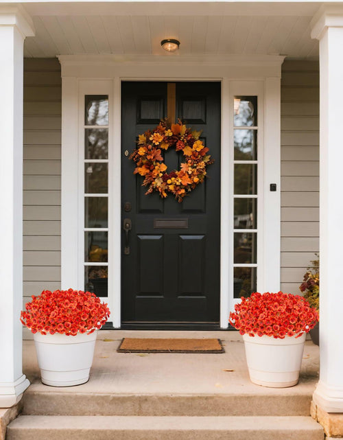 Load image into Gallery viewer, INQCMY Artificial Fall Flowers 12 Bundles Faux Pansies Orange UV Resistant
