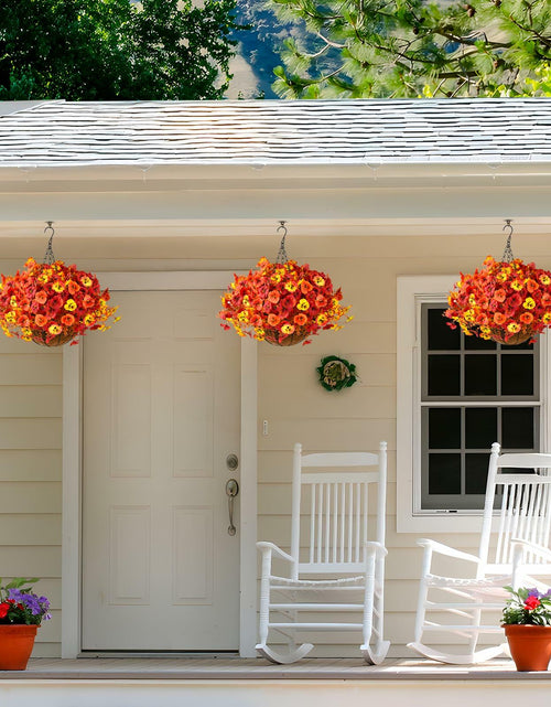 Load image into Gallery viewer, INQCMY Artificial Fall Flowers Faux Pansies Mums 12 Bundle 14" Red Orange Yellow
