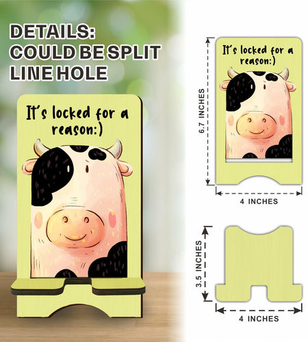 Nuckxy Cute Cow Wooden Phone Stand Organizer Multi Color 15"