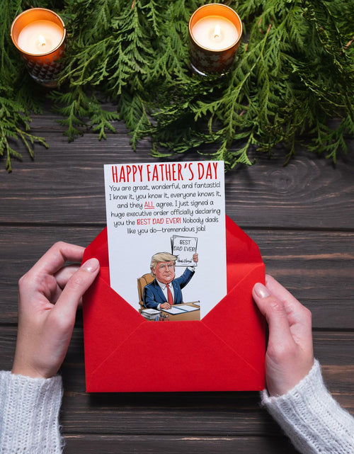 Load image into Gallery viewer, HOMEVAGE Fathers Day Card Funny Quote Folded 5x7in Red Envelope
