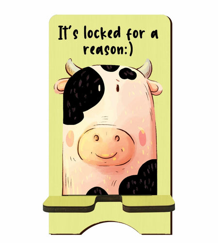 Nuckxy Cute Cow Wooden Phone Stand Organizer Multi Color 15"