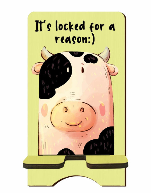 Load image into Gallery viewer, Nuckxy Cute Cow Wooden Phone Stand Organizer Multi Color 15"
