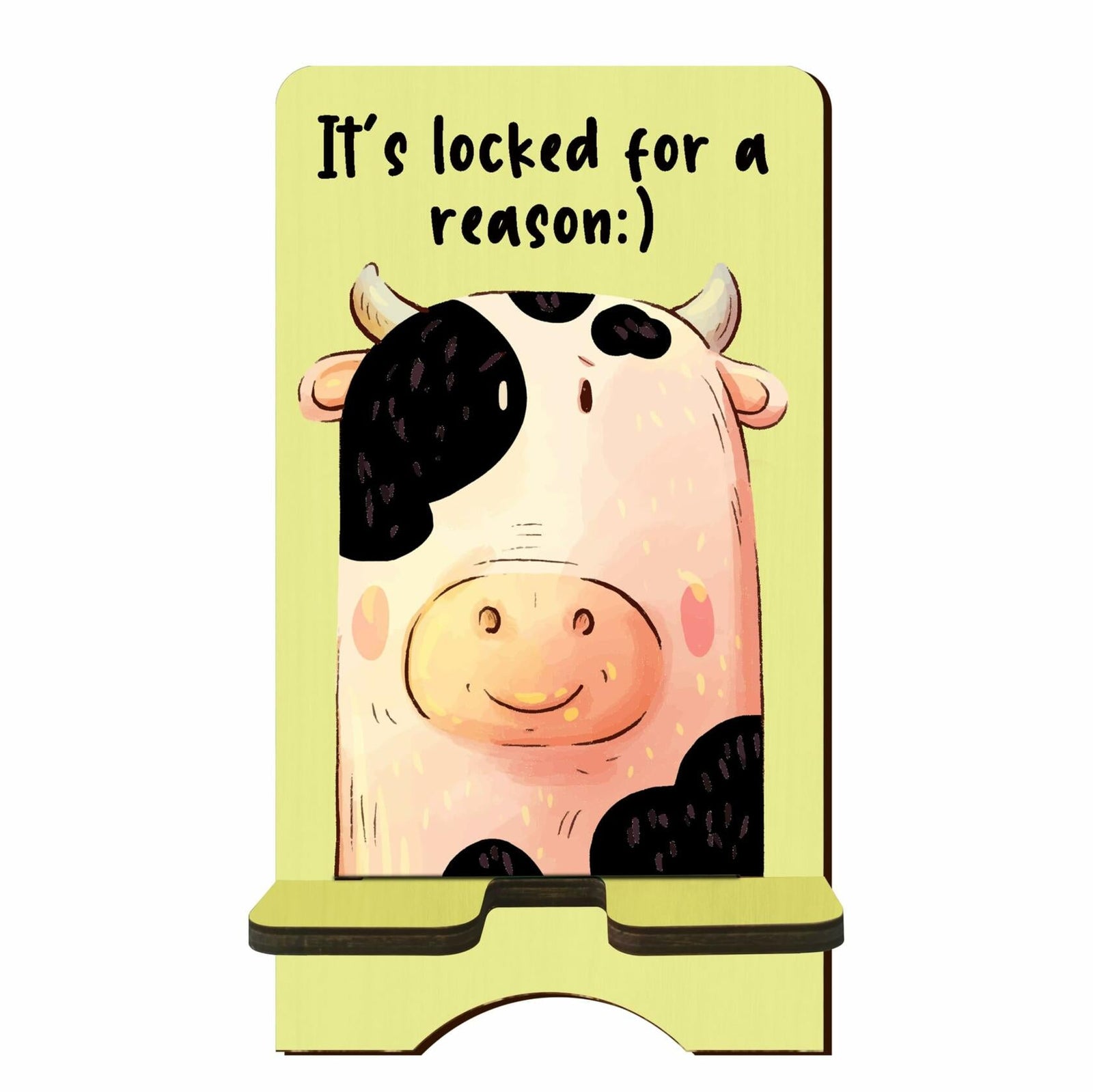 Nuckxy Cute Cow Wooden Phone Stand Organizer Multi Color 15"